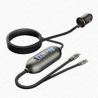 Station de charge pour toute la famille 138W, chargeur de voiture 6 ports, affichage LED, matériau ignifuge, câble d'extension pour siège arrière, conception avec clip