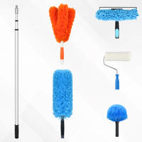 Plumeau en microfibre lavable avec manche télescopique de 1,80 m pour le dépoussiérage des étagères, des supports et des lieux hauts