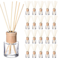 50ml pour Reed Diffuseur Bouteille Vide Parfum Rechargeable avec Bouchon En Bois et Rotin Bâton Bouchon À Vis D'étanchéité Emballé dans Carton