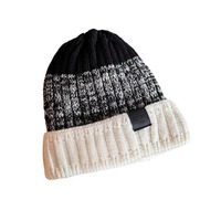 Bonnet en tricot jacquard doublé polaire pour homme, coupe-vent et résistant au froid, avec bouton ; Chapeau en laine tendance pour adultes