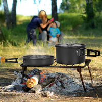 Groothandel Anti-aanbak Lichtgewicht Aluminium Camping Pannenset 17-delig Kookgerei Set Inklapbaar Kooktoestel Bestek (Bekers Lepels)