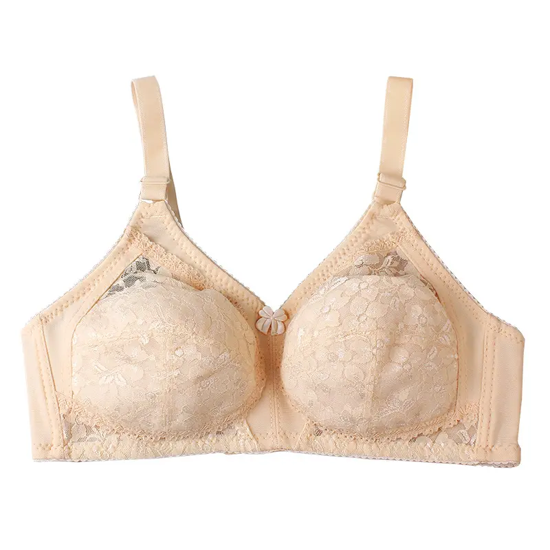 Soutien-gorge en dentelle Sexy, grande taille, sous-vêtements, vente en gros, Section fine sans anneau en acier froncé, gros seins, petits souliers pour femmes