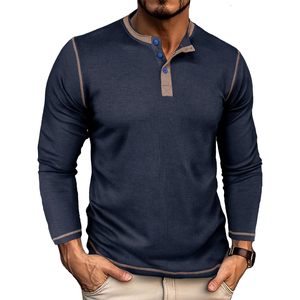 เสื้อเชิ้ตแขนยาวผู้ชาย FOXA รุ่น Waffle Henley สีพื้นแบบลำลอง ติดกระดุม ทรงคลาสสิก เหมาะสำหรับใส่ในชีวิตประจำวัน - Product Image 1