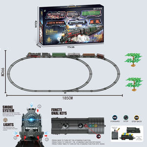 2024 nuevo montaje DIY ranura de plástico vehículo ferroviario <span class=keywords><strong>locomotora</strong></span> modelos música eléctrica pista ligera tren de humo juguete - Product Image 5