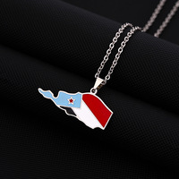 Collier pendentif unisexe en acier inoxydable, style ethnique, carte du Yémen du Sud, accessoire de mode, vente chaude
