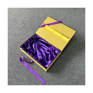 가짜 머리카락을위한 맞춤형 강한 매트 퍼플 chignon 포장 선물 상자 WIG 새틴 안감 상자