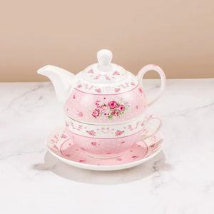 Théière et tasse pour une personne, thé pour un ensemble café Sevring décalcomanie théière en céramique et ensemble <span class=keywords><strong>de</strong></span> tasses, service à thé tasse tasses à thé vintage - Product Image 1
