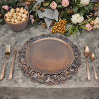 Vente en gros Assiette de chargement ronde réutilisable bohème en plastique avec motifs de plantes botaniques et décorations de fête