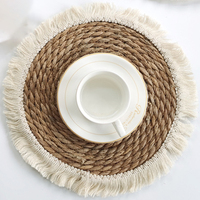 Napperons de Table en macramé, grand napperon rond en osier fait à la main avec franges
