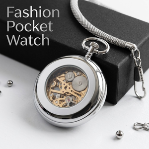 Montre de poche squelette classique personnalisée OEM/ODM, mouvement mécanique apparent vintage, boîtier 47 mm, chaîne métallique, certifiée CE - Product Image 4