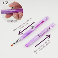 Hechunzi Nail Supplies Violet Marbré Printemps Plastique Interchangeable Brosse Nail Liner Professionnel Fine Line Nail Art Pinceaux