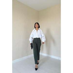 กางเกงขายาวทรงสลิมฟิตสีกากีสำหรับผู้หญิง ขายส่งเสื้อผ้าแฟชั่น - Product Image 4