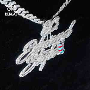 Colgante de letra de Plata de Ley 925 de 3 pulgadas de alta calidad, nuevo diseño de oro blanco, colgante de nombre de diamante creado en laboratorio, joyería fina - Product Image 2