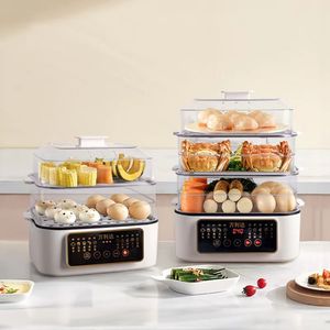 Cuiseur vapeur électrique trois étages 10L, qualité alimentaire supérieure, avec couvercle en verre trempé, pour usage domestique - Product Image 4