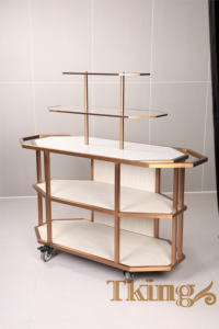 कस्टम लक्जरी आधुनिक खाद्य तैयारी ट्रॉली भंडारण होटल जो पहियों पर गाड़ी भंडारण ट्रॉली की सेवा करता है - Product Image 6