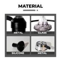 Chicha Dorée Inimitable Style Ottoman, Kit de Narguilé Gravé Orné avec Logo Personnalisé, Coffret en Aluminium et Verre
