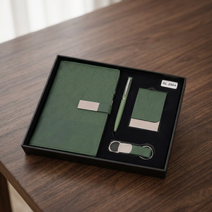 Modern Four-in-One Corporate <b>Gift</b> Combo A5 Notebook Magnetic Metal Pen Card Holder Leatherette Keychain Business <b>Office</b> Use - Product Image 1