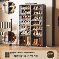 Armoire de rangement moderne à deux portes pour boîtes à fourmis Armoire à chaussures pliable en matière plastique noire sans installation