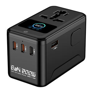 محول سفر عالمي PD200 GAN عالي الطاقة مع منافذ USB من النوع C للاستخدام مع أجهزة الكمبيوتر المحمول والكاميرات الصناعية - Product Image 6