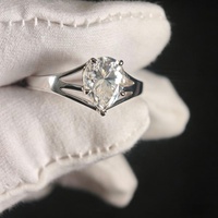 Bague en argent sterling 925 avec moissanite en forme de poire de 7 mm, couleur D, pureté VVS, 2 carats, pour femme et homme, idéale pour un anniversaire, passe le test du diamant