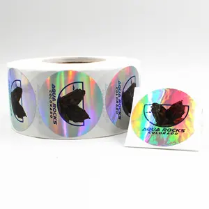 Passen Sie 2 Zoll runde Etiketten Aufkleber Regenbogen Laser Film Aufkleber Holo graphische Aufkleber Etiketten Verpackung