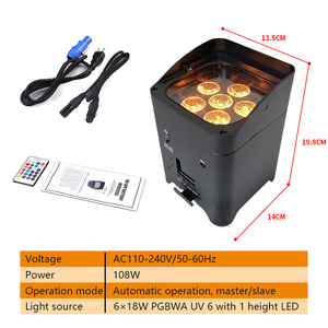 <span class=keywords><strong>Faretto</strong></span> LED Mini <span class=keywords><strong>Ricaricabile</strong></span> 6x18W con Batteria, DMX512 Wireless, Uplight a Cuneo per Feste, DJ, Decorazioni Matrimoniali - Product Image 3