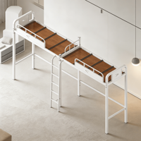 Lit mezzanine moderne robuste pour 2 personnes, cadre en métal, tube carré 45x45x1.2mm, gain de place, lit superposé double, sécurité, dortoir