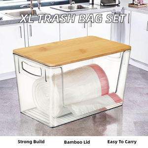 Porta sacco della spazzatura Extra Large 2 Pack con manici di bambù per PET in plastica rettangolare lavandino Dispenser sacco della spazzatura per l'organizzazione domestica - Product Image 2