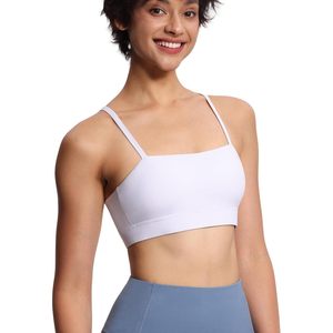 Sujetador deportivo ajustable con tirantes finos para mujer, sin aros, con relleno extraíble, cuello cuadrado, top de yoga y fitness, transpirable y de secado rápido - Product Image 3