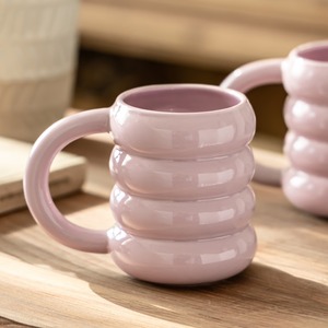 MSH Glattes Donut-Keramikbecher in Unifarbe Stilvoller Dessertbecher für Zuhause - Product Image 4