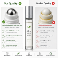 Flacons ronds en verre vides de 10 ml avec bouchon en aluminium anodisé, rechargeables pour parfum, aromathérapie, déodorant, huile, crème pour les yeux, rouge à lèvres