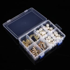 Clear 8-Compartment Plastic <b>Storage</b> <b>Box</b> With Double Buckles For Jewelry Organizers Desktop Accessories Parts <b>Tools</b> - Product Image 5