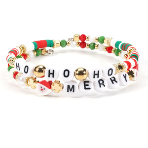 Merry Christmas <b>Beaded</b> <b>Bracelets</b> Acrylic Resin Imitation Pearl Cartoon Party Jewelry Unisex - Product Image 6