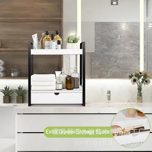 Wooden Cosmetic Storage Rack With Drawer Double Layer Bathroom Countertop Organizer - Product Image 1