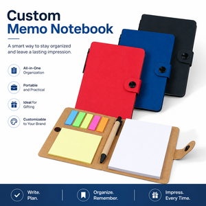 Custom <b>Magnetic</b> Closure Notebook Set with Pen Sticky Notes Logo Printed Recycled Paper Memo Pad Office Promotional Gift Supply - Product Image 1