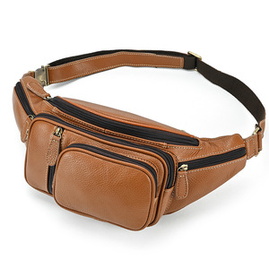 HUMERPAUL classico marsupio da uomo Vintage marsupio in vera pelle Multi-funzione tracolla petto Pack per viaggi all'aperto vita durevole - Product Image 3