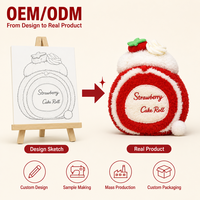 Porte-clés en peluche en forme de gâteau roulé à la fraise avec texte brodé, jouet en peluche doux en forme de dessert, cadeau