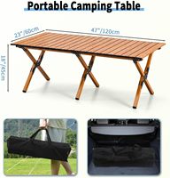 Table de camping rectangulaire pliable en aluminium de 4 pieds, légère et portable, pliable et enroulable, pour pique-nique en plein air, plage ou fête