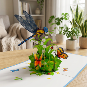 Meilleure vente libellule 3D papier fait main artisanat mignon Animal Style Pop carte Vietnam découpé au laser artisanat floral haut tendance - Product Image 4