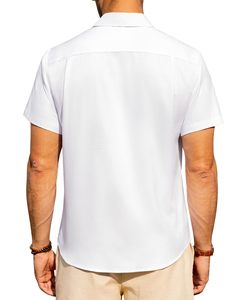 Camicie Classiche Bianche da <span class=keywords><strong>Uomo</strong></span> a Maniche Corte con Bottoni e Tasche, Traspiranti, Business Casual, Personalizzabili, Oversize, Chemise Homme OEM - Product Image 4