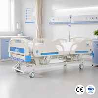 Lit médical manuel pour patient avec cadre en ABS, mécanisme à 3 manivelles, dossier réglable et système de levage stable pour chambre individuelle