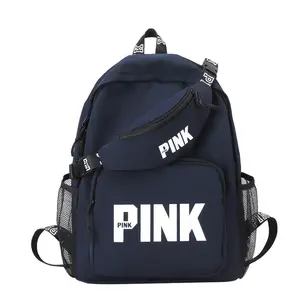 Benutzer definiertes Logo Rosa Damen Freizeit rucksack Junge Mädchen Modischer Laptop-Rucksack Damen rucksack mit Taillen tasche