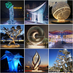 Senzhao ngoài trời Vườn đường lớn hiện đại trừu tượng bằng thép không gỉ kim loại nước sương mù điêu khắc - Product Image 4