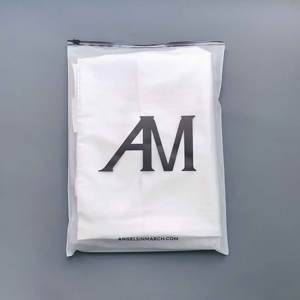 Personalized Logo Printed Frosted Zipper <b>Bag</b> Jacket Hoodie Jeans <b>Packing</b> Custom Garment <b>Bag</b> for Online Shop - Product Image 2