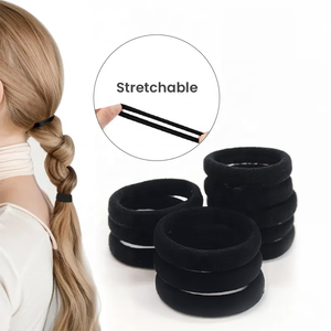 Élastique à cheveux noir sans couture, taille S, pour enfants, pour coiffure queue de cheval et usage quotidien - Product Image 1