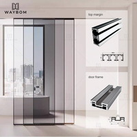 40 glissières de porte coulissantes minces en verre Profilé de porte coulissante sans cadre en aluminium Cadre de porte coulissante battante pour salle de bain
