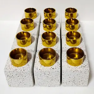 Concrete Candlestick Holder Gold Terrazzo Candle Stand Home Decoration