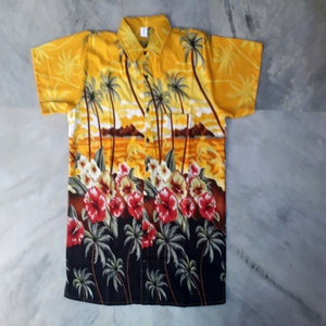 Multi Colours Polyester & Rayon Silk Screen Printed Men's Hawaii Style Shirts for Beach Wear Wholesale From India - Product Image 1