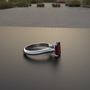 Sterling <b>Silver</b> Faux Ruby <b>Ring</b> With Diamonds - Product Image 4