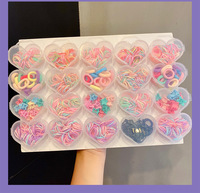 Nouveauté 2023 : Lot de 4 boîtes d'accessoires pour cheveux pour filles, incluant des pinces à cheveux motif petite fleur de dessin animé et des élastiques jetables en caoutchouc, en gros